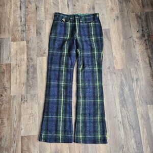 Vtg 70s SHELBY GRUBB Plaid Bell Bottom Pants Groovy Retro Wool Feel Flare Talon